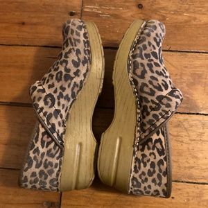 Lightly worn leopard danskos